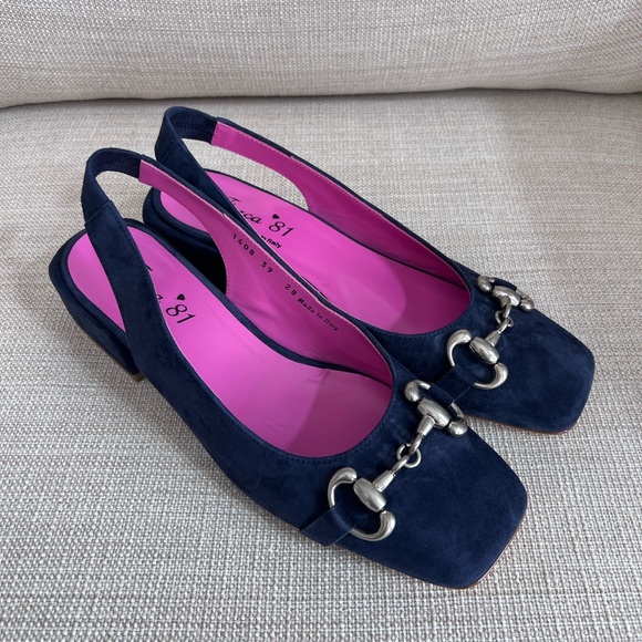 FERCA 81 Shoes - FERCA 81 Made In Italy Suede Sling Back Heels With Metal Horsebit